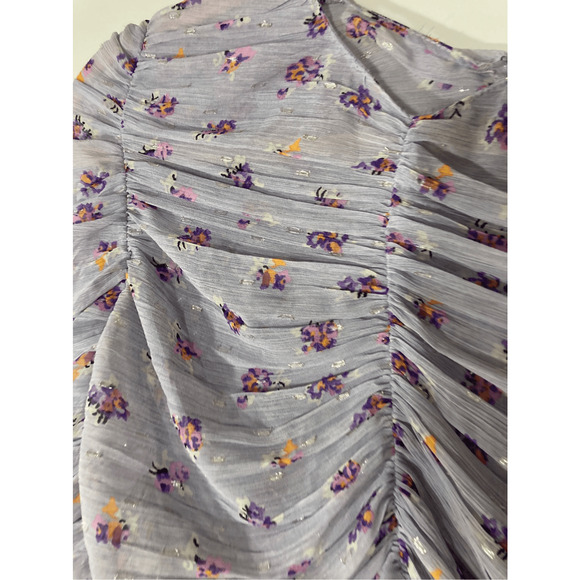 Zara NWOT XS Metallic Ruched Y3K Mesh Soft Girl Coquette Whimsy Long Sleeve - Picture 3 of 5